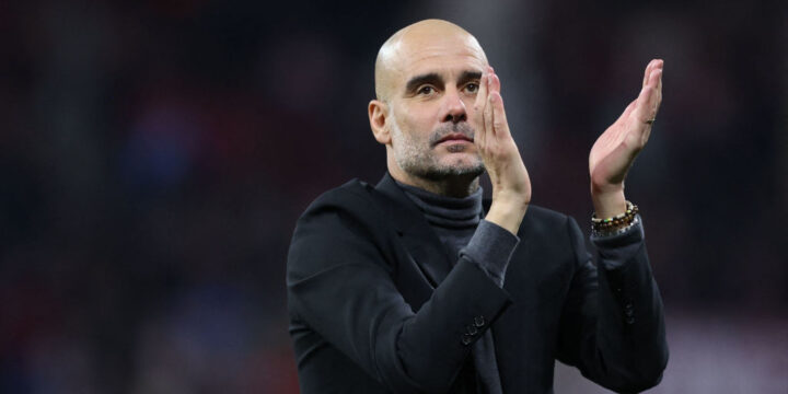 Pep Guardiola clapping Manchester City supporters